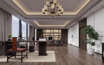 新中式经理室3D模型下载